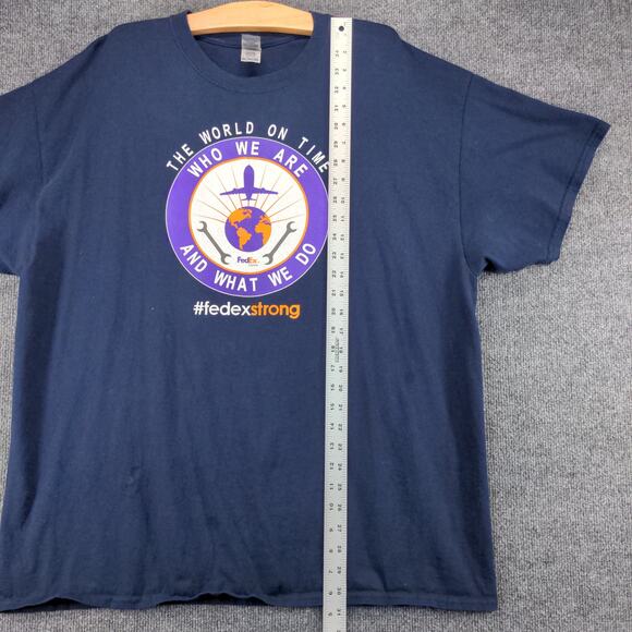 FedEx Strong T Shirt Mens Size 2XL Blue Big Logo Graphic Who We Are - Picture 4 of 16